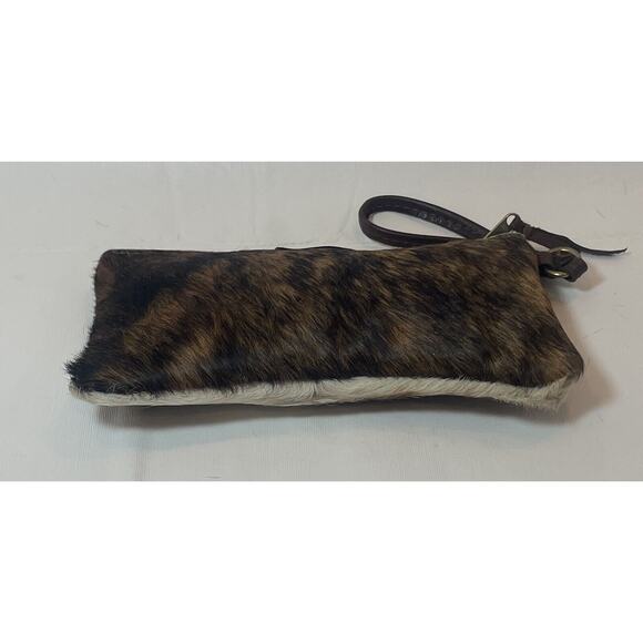 Wild Goose Clutch Hair on Hide Leather Wristlet Brown Small Zip Western Boho - Picture 6 of 13